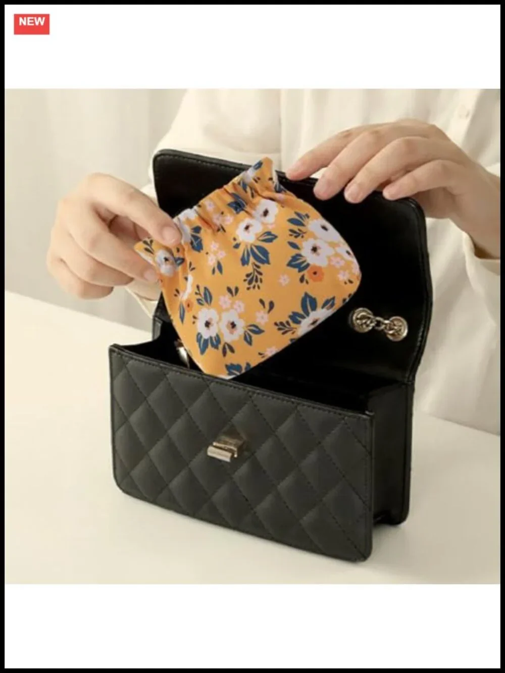 Set of 4 Mini Makeup Bags - Waterproof Pouch Organizer, No Zipper, Squeeze Open